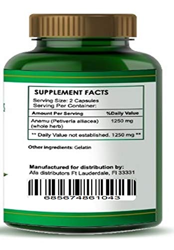 cápsulas Anamu 1250 mg para apoyo antioxidante e inmune