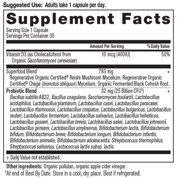 Cápsulas de Ancient Nutrition Probióticos mostradas cerca