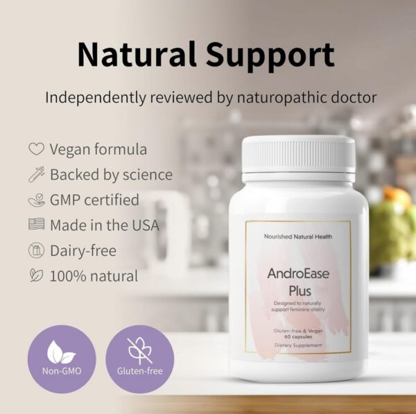 Cápsulas de AndroEase Plus suplemento natural para mujeres