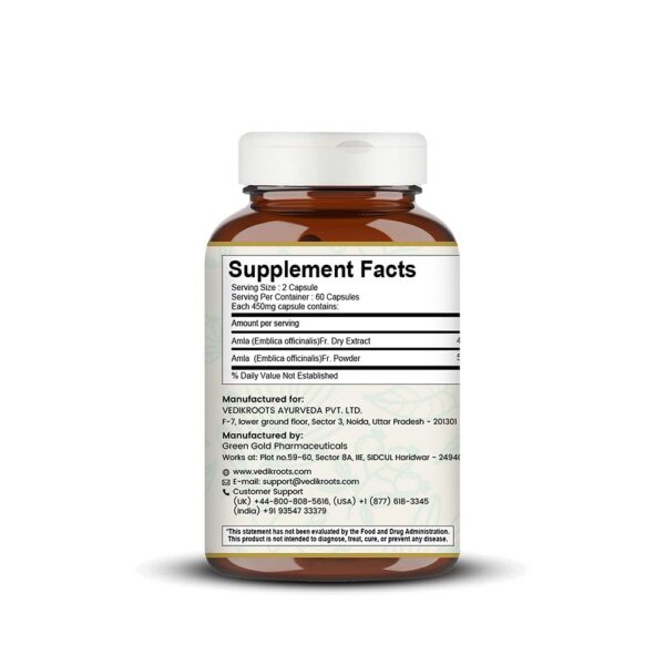 Version 1.0.0 Botella de cápsulas de Amla para salud capilar.