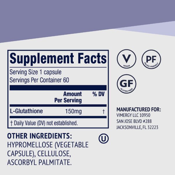 Cápsulas antioxidantes Vimergy glutatión 150 mg