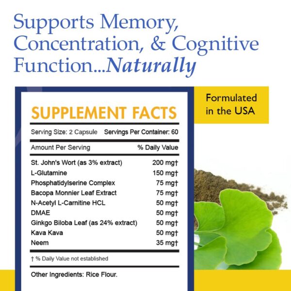 Cápsulas de apoyo cerebral sin cafeína
