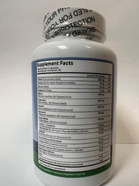 Cápsulas AREDS con extractos naturales para salud ocular