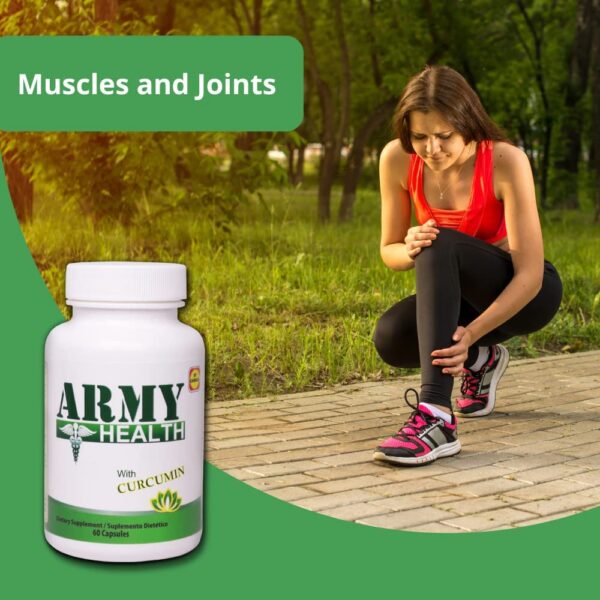 Cápsulas ARMY HEALTH cúrcuma y curcumina para dolor muscular y articular