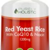 Botella de cápsulas arroz levadura roja 1200mg con coq10