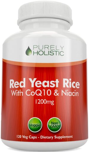 Botella de cápsulas arroz levadura roja 1200mg con coq10