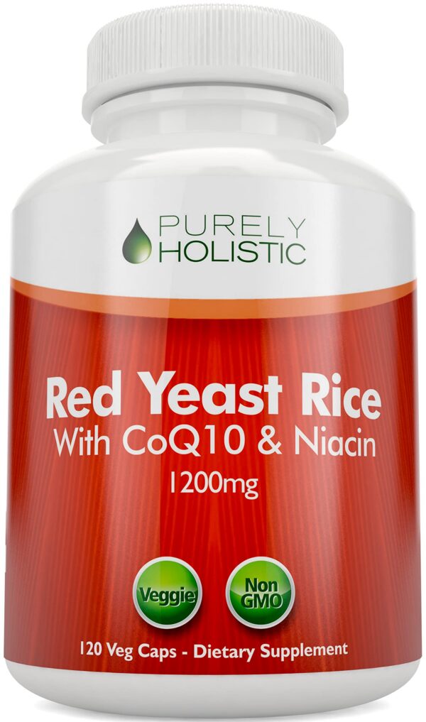 Botella de cápsulas arroz levadura roja 1200mg con coq10