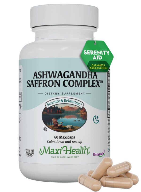 Version 1.0.0 Capsulas Ashwagandha complejo con azafrán Maxi Health envase