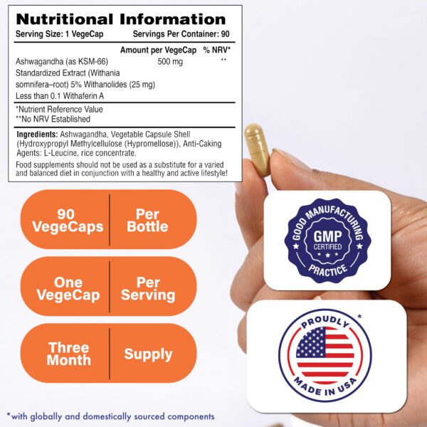 Cápsulas Ashwagandha KSM-66 para estrés y energía