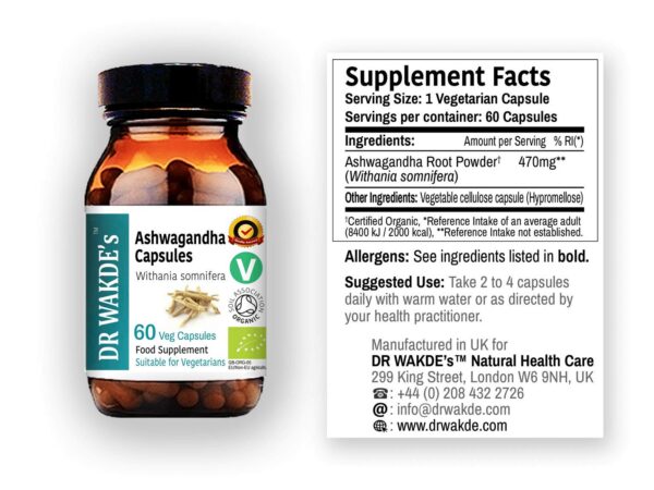 Cápsulas de ashwagandha natural veganas DR WAKDE'S