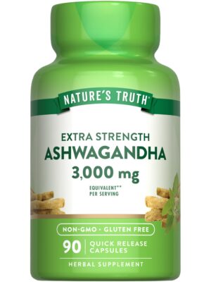 Cápsulas Ashwagandha Nature's Truth 3000mg paquete frontal