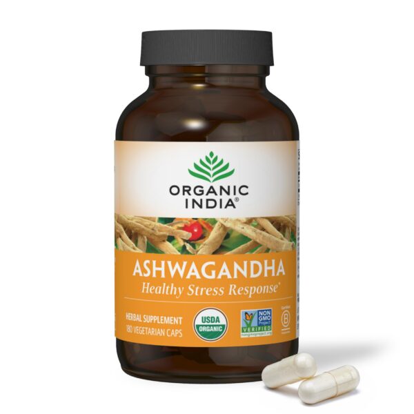 Cápsulas de Ashwagandha orgánica ORGANIC INDIA frasco principal