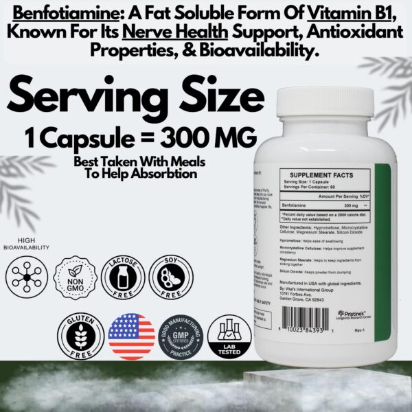 cápsulas benfotiamina pristiñe para apoyo antioxidante protege células