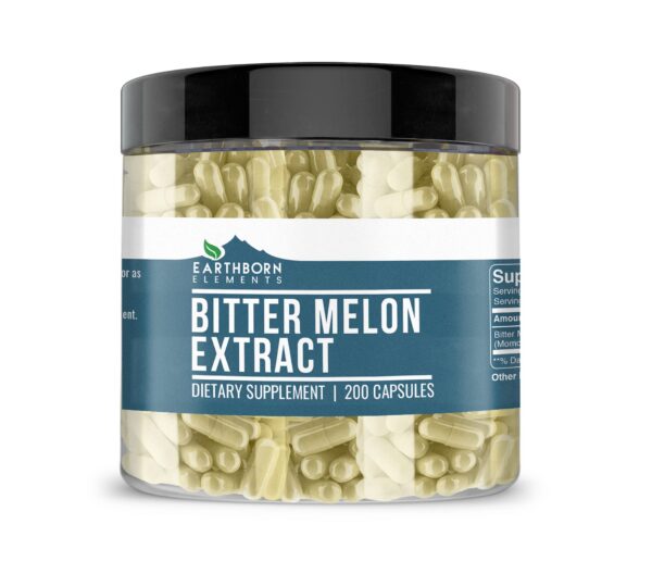 Vista lateral cápsulas berberina canela y melón amargo Earthborn Elements