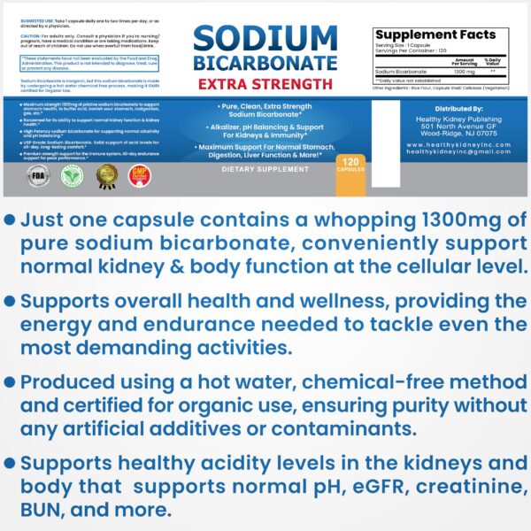 Cápsulas bicarbonato sodio orgánico alta pureza 120 cápsulas