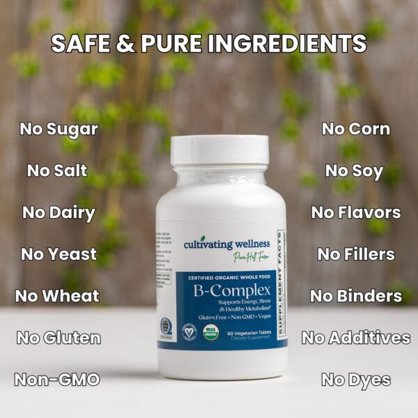 Cápsulas blancas complejo B orgánico PINE HILL FARM