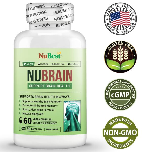 Cápsulas blancas NuBrain Booster enfoque y claridad mental