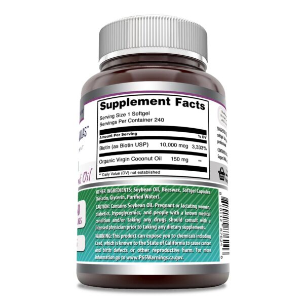 Cápsulas blandas de biotina con aceite de coco.