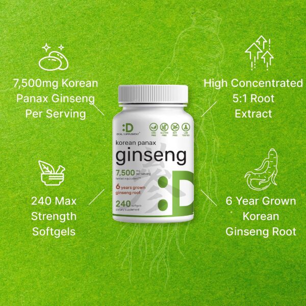 Version 1.0.0 Cápsulas blandas de ginseng rojo coreano con ingredientes no GMO