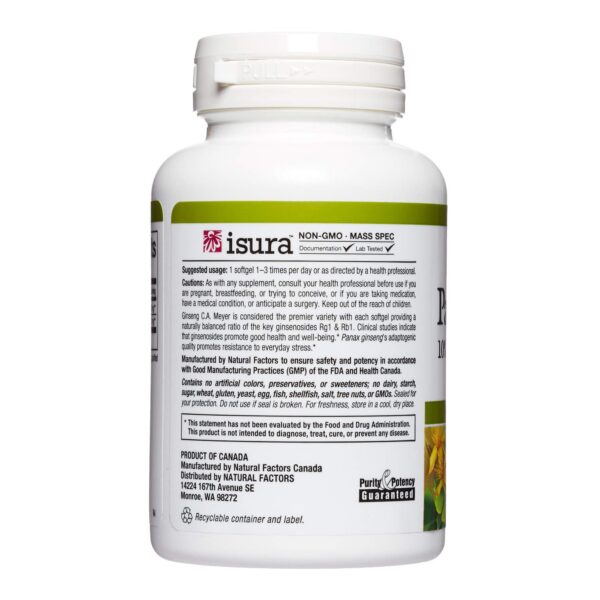 Cápsulas blandas HerbalFactors Panax Ginseng para estrés y bienestar