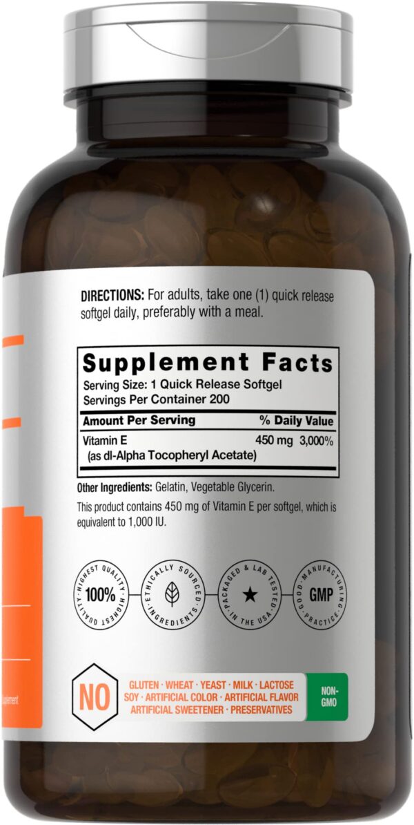 Cápsulas blandas Horbäach vitamina E 1000 ui sin gluten ni conservadores