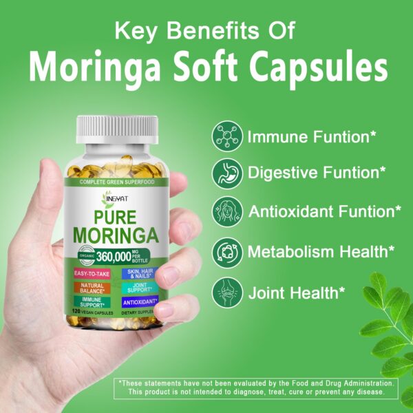Cápsulas blandas moringa para energía, piel saludable y sistema inmune