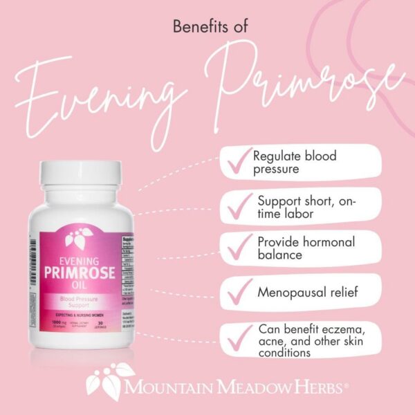 Cápsulas blandas Mountain Meadow Herbs aceite de onagra envase frontal