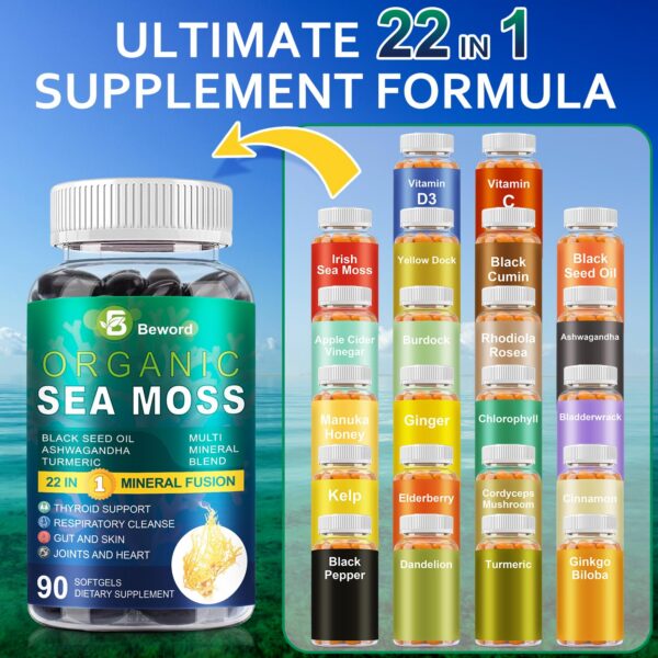 Cápsulas blandas de musgo marino BEWORD vista cercana