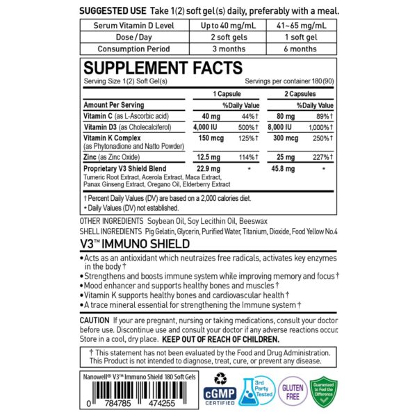 Capsulas blandas NANOWELL V3 IMMUNO Shield suplemento inmunológico