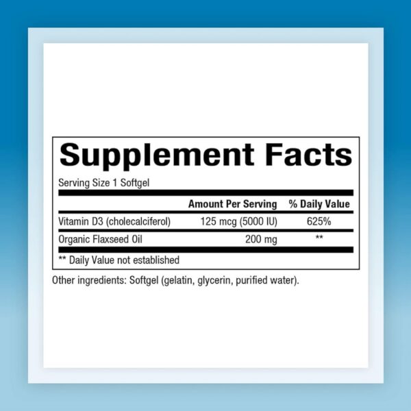 Cápsulas blandas Natural Factors vitamina D3 5000 UI