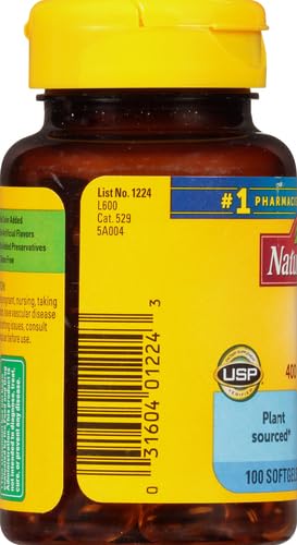 Caja posterior Vitamina E Nature Made 100 cápsulas