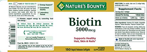 Cápsulas blandas Nature's Bounty Biotina para piel y cabello sano