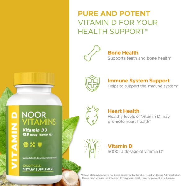 Cápsulas blandas Noor Vitamins vitamina d3 halal 5000 ui