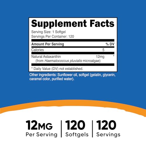 Version 1.0.0 Cápsulas blandas Nutricost Astaxantina 12 mg natural y sin gluten