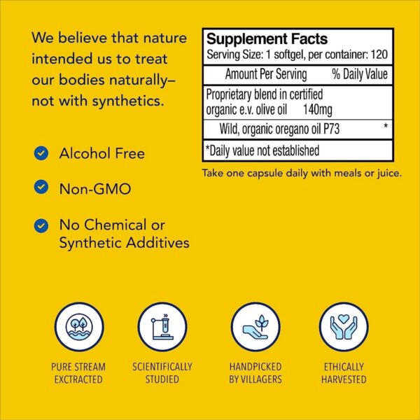 Cápsulas blandas de aceite de orégano para suplemento diario Oreganol P73