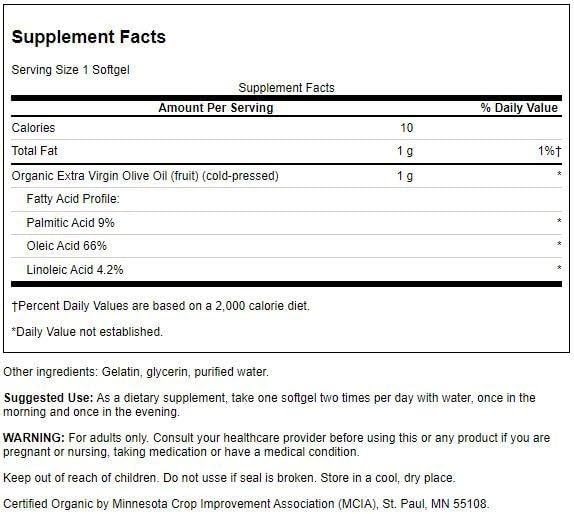 Cápsulas blandas Swanson aceite de oliva fruta orgánica natural