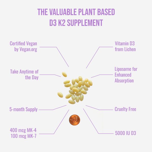 Cápsulas blandas veganas vitamina D3 y K2 UpNourish