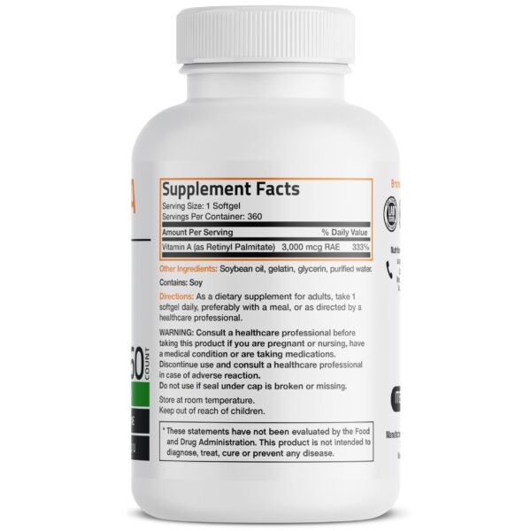 Cápsulas blandas de Vitamina A Bronson para visión saludable