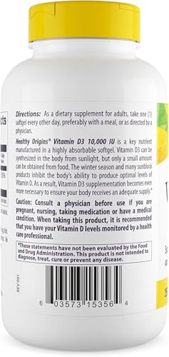 Cápsulas blandas de vitamina D3 10,000 UI Healthy Origins