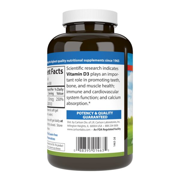 Cápsulas blandas vitamina d3 2000 iu Carlson 360 unidades