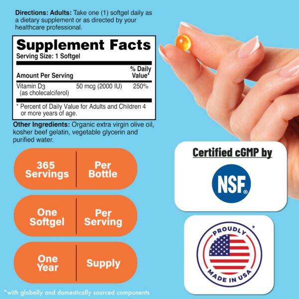 Cápsulas blandas mini de vitamina D3 2000 UI Health Thru Nutrition