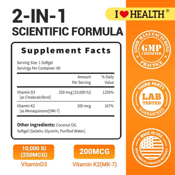 Cápsulas blandas vitamina D3 K2 con aceite de coco