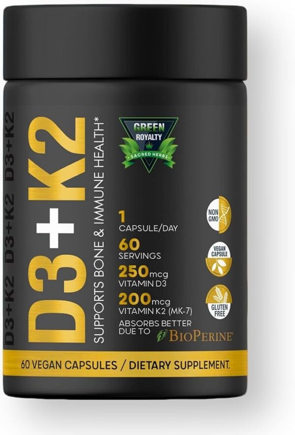 Cápsulas blandas vitamina D3 y K2 para soporte óseo e inmune