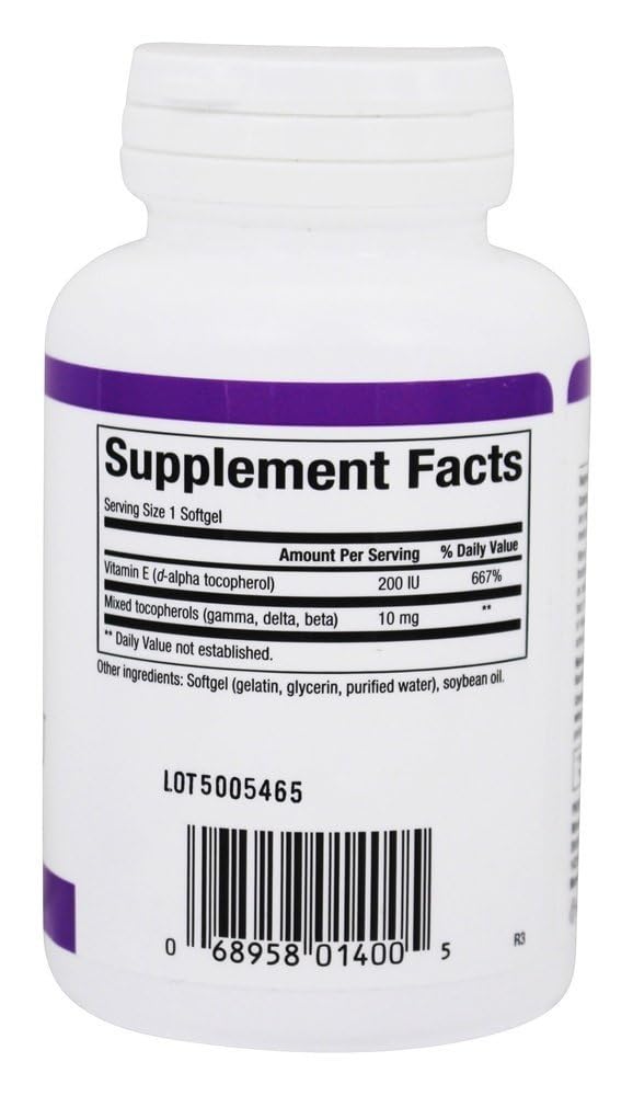 Cápsulas blandas vitamina E Natural Factors presentación