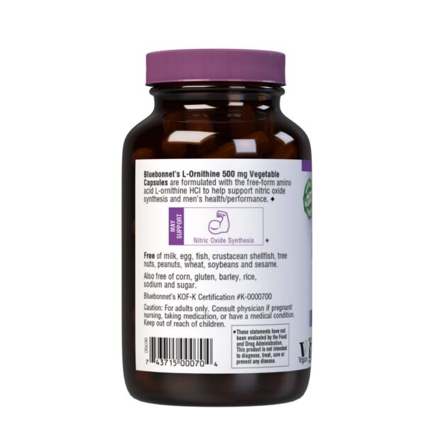 Cápsulas Bluebonnet L-Ornitina suplemento aminoácido