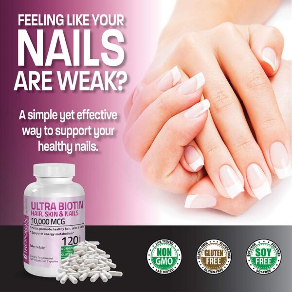 Version 1.0.0 Cápsulas Bronson Ultra Biotina para cuidado capilar y uñas