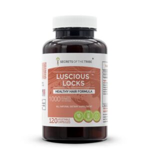 Cápsulas Cabello Lujoso Secrets of the Tribe con ingredientes naturales