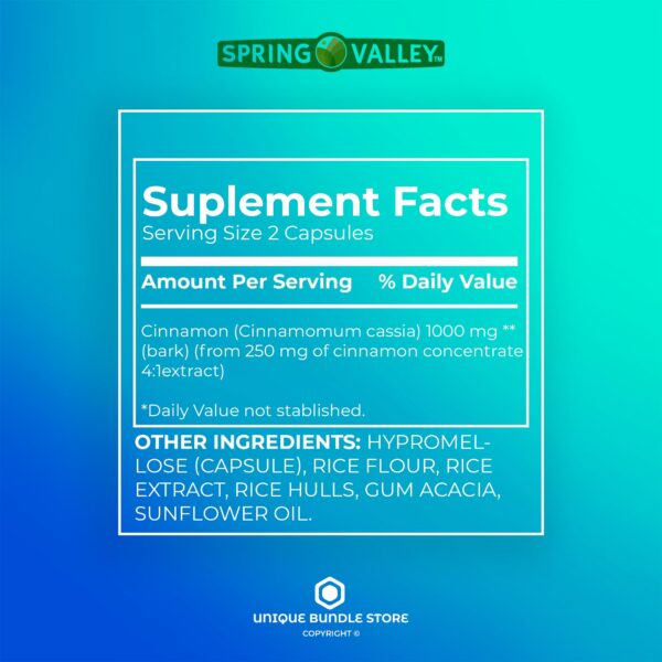 Cápsulas de canela para soporte dietético 400 unidades