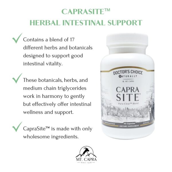 Cápsulas de CapraSite mostrando su contenido herbal