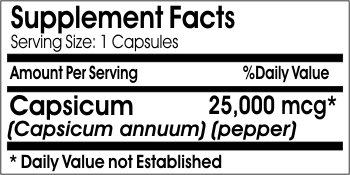 Cápsulas de Capsicum 25000 mcg sin aditivos Naturetition